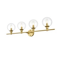 Jaelynn 4 Light Brass And Clear Bath Sconce