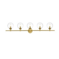 Jaelynn 5 Light Brass And Clear Bath Sconce