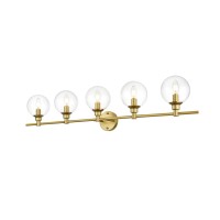 Jaelynn 5 Light Brass And Clear Bath Sconce