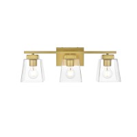 Merrick 3 Light Brass And Clear Bath Sconce