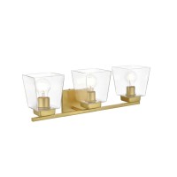 Merrick 3 Light Brass And Clear Bath Sconce