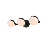 Majesty 3 Light Black And Frosted White Bath Sconce