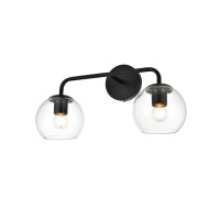 Genesis 2 Light Black And Clear Bath Sconce