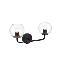 Genesis 2 Light Black And Clear Bath Sconce