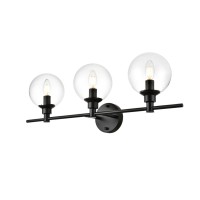 Jaelynn 3 Light Black And Clear Bath Sconce