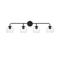 Genesis 4 Light Black And Clear Bath Sconce