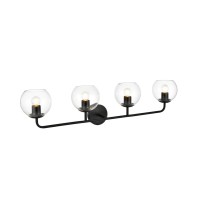 Genesis 4 Light Black And Clear Bath Sconce