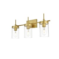 Benny 3 Light Brass And Clear Bath Sconce