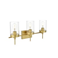 Benny 3 Light Brass And Clear Bath Sconce