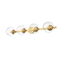 Rogelio 4 Light Brass And Clear Bath Sconce