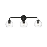 Genesis 3 Light Black And Clear Bath Sconce