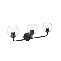 Genesis 3 Light Black And Clear Bath Sconce