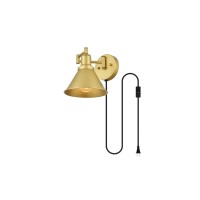 Jair 1 Light Brass Swing Arm Plug In Wall Sconce