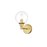 Jaelynn 1 Light Brass And Clear Bath Sconce