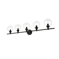 Jaelynn 5 Light Black And Clear Bath Sconce