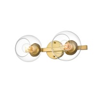 Rogelio 2 Light Brass And Clear Bath Sconce