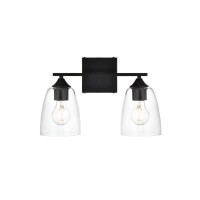 Harris 2 Light Black And Clear Bath Sconce