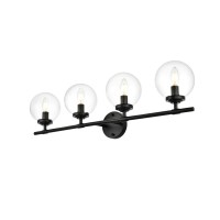 Ingrid 4 Light Black And Clear Bath Sconce