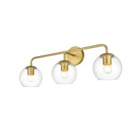 Genesis 3 Light Brass And Clear Bath Sconce