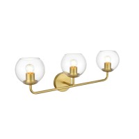 Genesis 3 Light Brass And Clear Bath Sconce