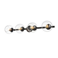 Rogelio 4 Light Black And Clear Bath Sconce