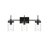 Benny 3 Light Black And Clear Bath Sconce