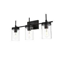 Benny 3 Light Black And Clear Bath Sconce