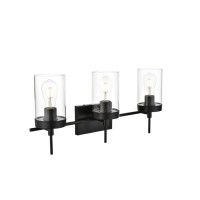 Benny 3 Light Black And Clear Bath Sconce