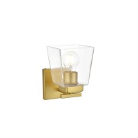 Merrick 1 Light Brass And Clear Bath Sconce