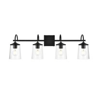 Avani 4 Light Black And Clear Bath Sconce