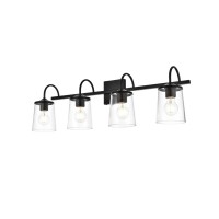 Avani 4 Light Black And Clear Bath Sconce