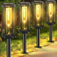 Tomcare Solar Lights Outdoor Bright Larger 6 Pack Solar Pathway Lights Up To 16Hrs Waterproof Solar Garden Lights Solar Powered