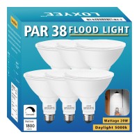 Loxyee Par38 Led Outdoor Flood Light Bulbs 6 Pack,Dimmable 20W(200W Equivalent) E26 Base Flood Light Bulbs,5000K Daylight 1800 Lumens Led Flood Light For Outdoor Garden,Garage,Yards