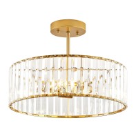 Violoemi Modern Gold Semi Flush Mount Ceiling Light Crystal 3Light Light Fixture 1575 Inch Kitchen Ceiling Lighting For Living