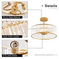 Violoemi Modern Gold Semi Flush Mount Ceiling Light Crystal 3Light Light Fixture 1575 Inch Kitchen Ceiling Lighting For Living