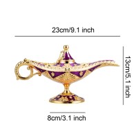 Lauyoo Vintage Aladdin Magic Genie Lamp Costume Accessory Gift For Women Classic Arabian Props Aladdin Pot Decor Purple Gold