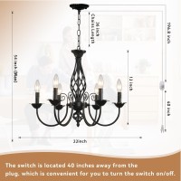 Hoxiya Dimmable Plug In Farmhouse Chandelier 6 Light For Living Room, 22