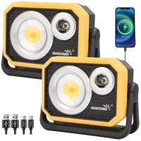 Sunzone Led Work Light Portable Flood Lightspotlight 2 In 1 Job Site Lighting With Magnet Base Rechargeable For Camping Fishing