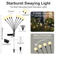 Anyfeel Solar Garden Lights, 4 Pack 32 Leds Solar Powered Swaying Firefly Lights, Solar Outdoor Waterproof Photosensitive Switch Night Lights, Yard Patio Pathway Decoration Lights Warm White