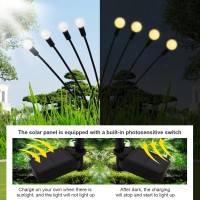 Anyfeel Solar Garden Lights, 4 Pack 32 Leds Solar Powered Swaying Firefly Lights, Solar Outdoor Waterproof Photosensitive Switch Night Lights, Yard Patio Pathway Decoration Lights Warm White