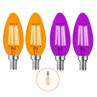 4 Pack Filament E12 Candelabra Led Halloween Light Bulbs 4W 40 Watt Equivalent E12 Candelabra Base Vintage Led Decor Purple