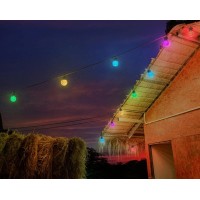 Solar Led Smart String Lights, 25 Led Rgbw Bulbs Color Changing Patio String Light App Control Ip65 Waterproof 8 Scene Modes 4 Music Modes, Bluetooth 15Ft Globe Lights For Backyard Porch Party Decor