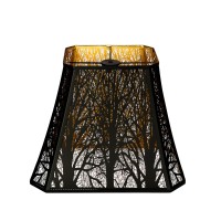 Etched Forest Metal Lampshade Rectangle Lamp Shade Fitter Floor Lamp Shade, Alucset Large Metal Lampshade For Living Room Bedroom