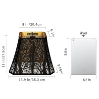 Etched Forest Metal Lampshade Rectangle Lamp Shade Fitter Floor Lamp Shade, Alucset Large Metal Lampshade For Living Room Bedroom