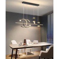 Dining Lamp Led Table Lamp Modern Dimmable Remote Led Pendant Lamp Living Room Hanging Lamp Bedroom Kitchen Office Hanging Lamp (Black, L100Cm)