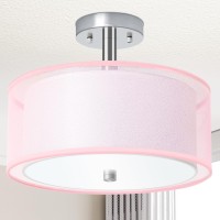 Ganiude Modern Pink 3-Lights Semi Flush Mount Ceiling Light Fixture, 12