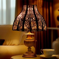 Etched Forest Large Metal Lampshade 532 X 13 X 95 Inch 8Petal Lotus Shape Fits For Floor Lamp Table Lamp For Living Room Bedr