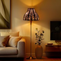 Etched Forest Large Metal Lampshade 532 X 13 X 95 Inch 8Petal Lotus Shape Fits For Floor Lamp Table Lamp For Living Room Bedr