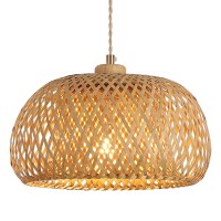 Hchunqjor Bamboo Pendant Light Fixture Onelight Adjustable Boho Basket Handmade Woven Pendant Lighting For Kitchen Island Sink