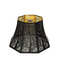 Etched Forest Metal Lampshade Outer Black Inner Gold 79 X 138 X 87 Inch Alucset Large Beveled Octagon Metal Lamp Shade Fits F